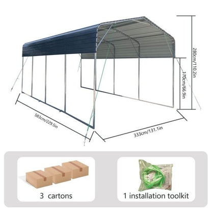 11x19FT Heavy Duty Metal Carport | Galvanized Outdoor Shelter for Cars, Boats & Parties image 0