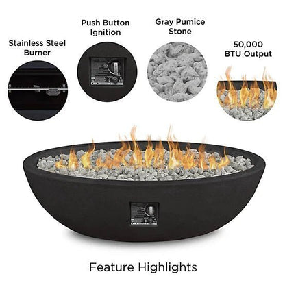 Real Flame 48.25 in. x 28.25 in. Riverside Oval Propane Gas Fire Bowl, Shale image 4