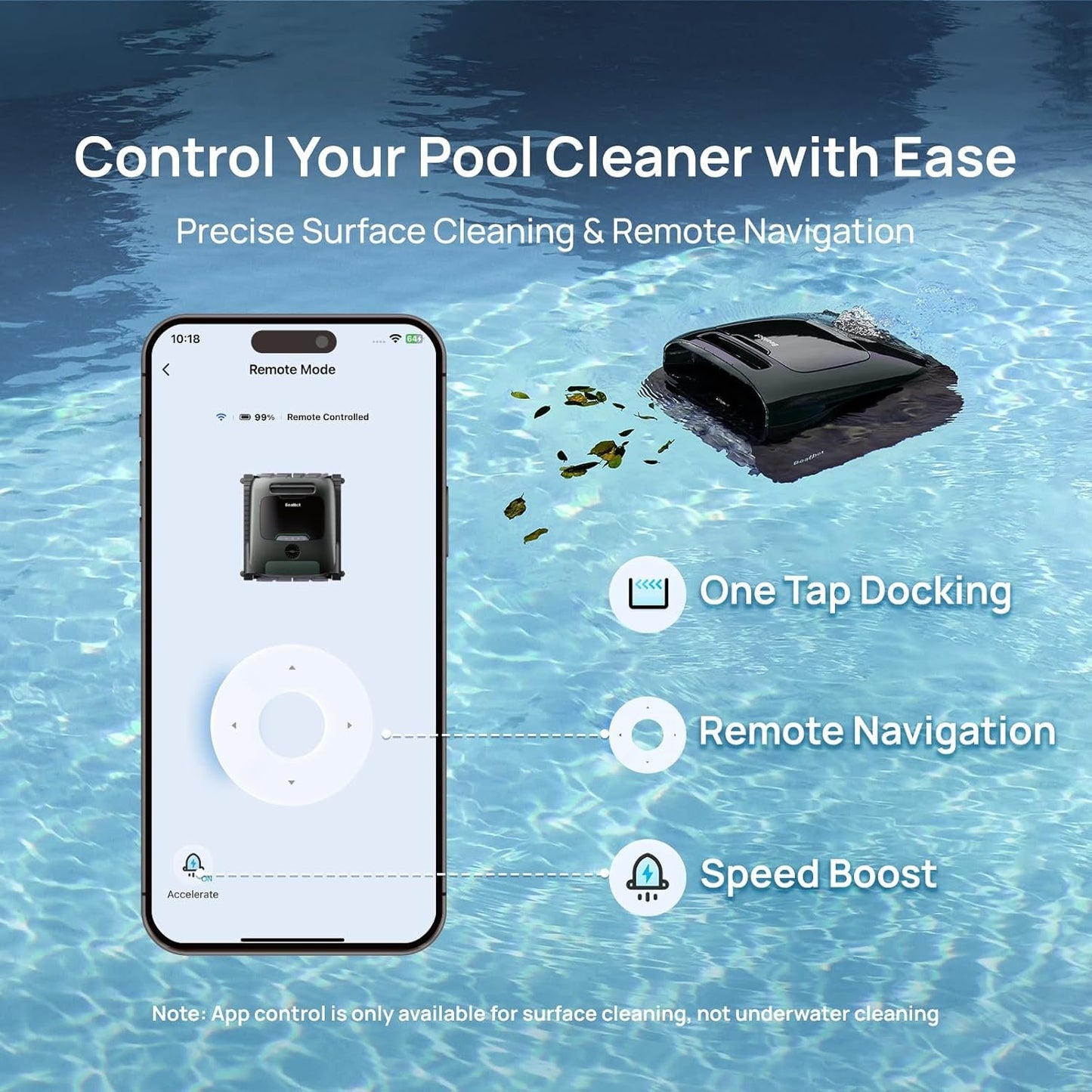 Beatbot AquaSense 2 Pro Robotic Pool Cleaner – 5-in-1 Cordless Skimmer & Clarifier, App-Controlled, Smart Parking, Up to 3,875 Sq. Ft. – Obsidian image 2