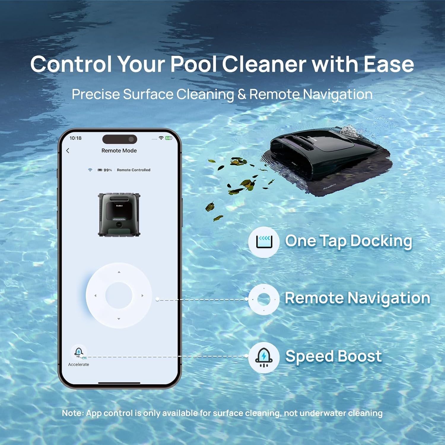 Beatbot AquaSense 2 Pro Robotic Pool Cleaner – 5-in-1 Cordless Skimmer & Clarifier, App-Controlled, Smart Parking, Up to 3,875 Sq. Ft. – Obsidian image 2