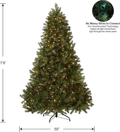 National Tree Company Pre-Lit ‘Feel Real’ Artificial Full Downswept Christmas Tree, Green, Douglas Fir, Dual Color LED Lights, Includes PowerConnect and Stand, 7.5 Feet image 0