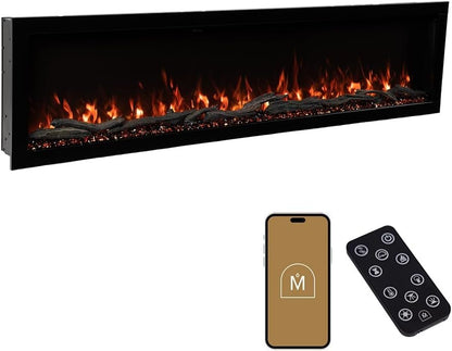 Modern Ember Highmark 60-Inch Smart Linear Electric Fireplace, WiFi & 10-Color Flames image 0