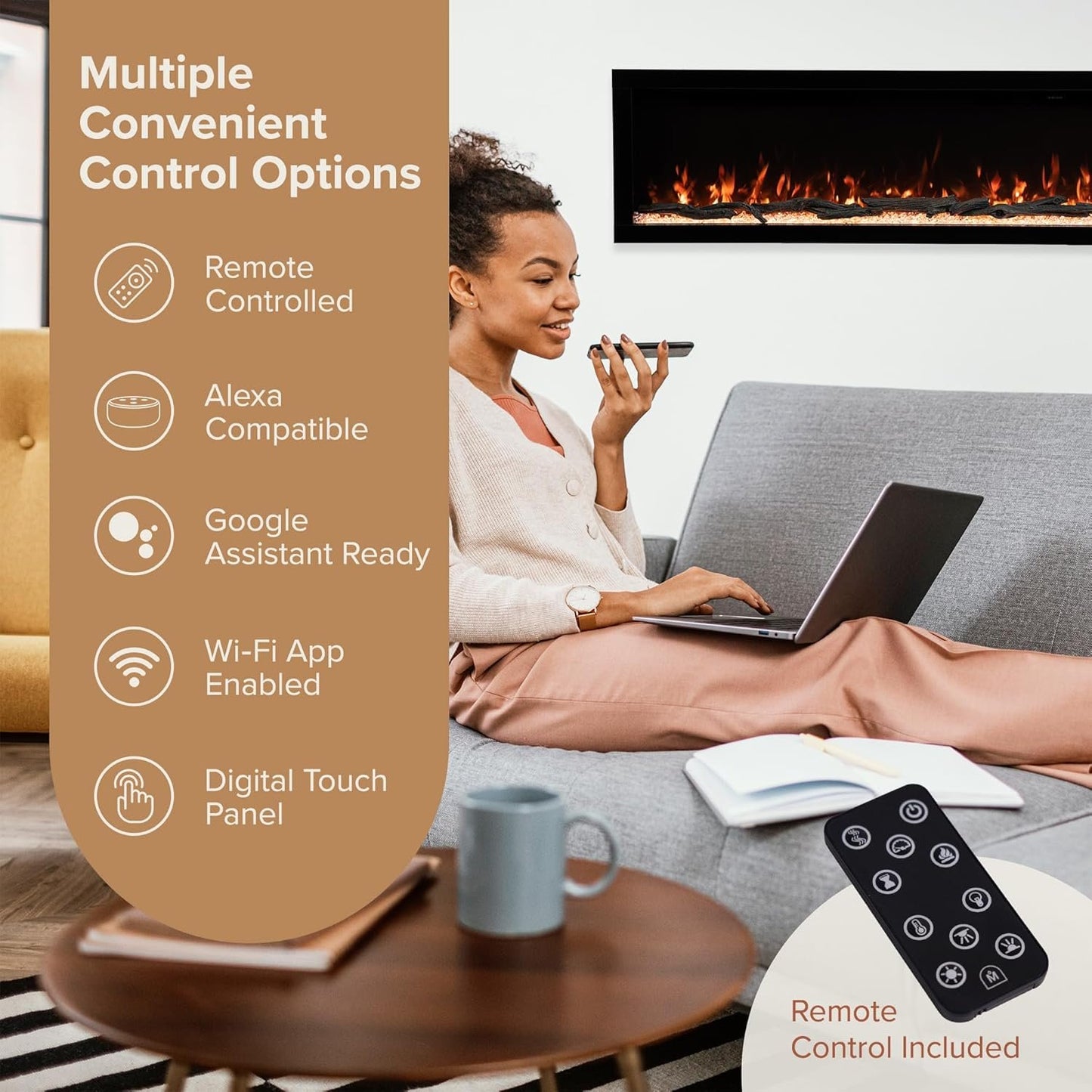 Modern Ember Highmark 60-Inch Smart Linear Electric Fireplace, WiFi & 10-Color Flames image 38
