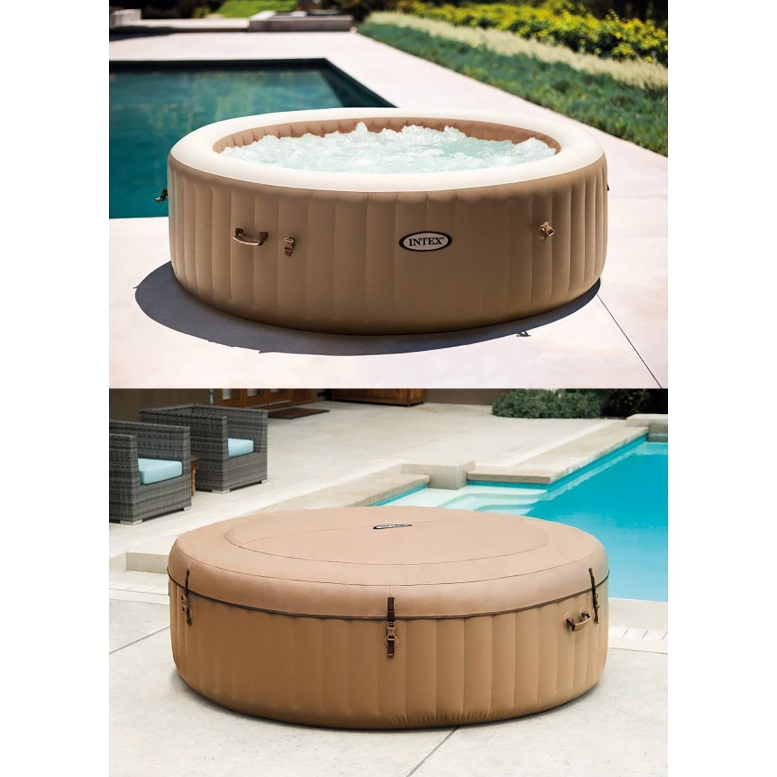 Intex: PureSpa: Sahara Tan Inflatable Hot Tub Set – 6 Person – 85″ Round Outdoor Heated Bubble Spa, Jet Massage, Cover, Hard Water Treatment System image 8