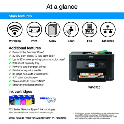 Epson WorkForce Pro WF-3720 Wireless All-in-One Color Inkjet Printer image 1