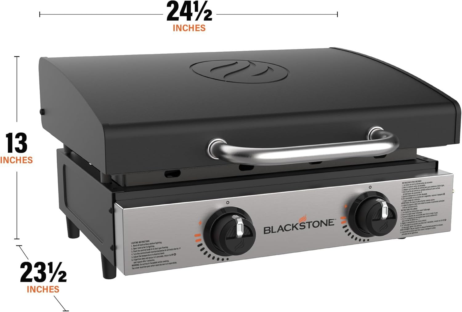 Blackstone 22″ Portable Tabletop Griddle – Dual Burner Flat Top Grill, 24,000 BTU Propane with Stainless Steel Faceplate & Rear Grease System image 14