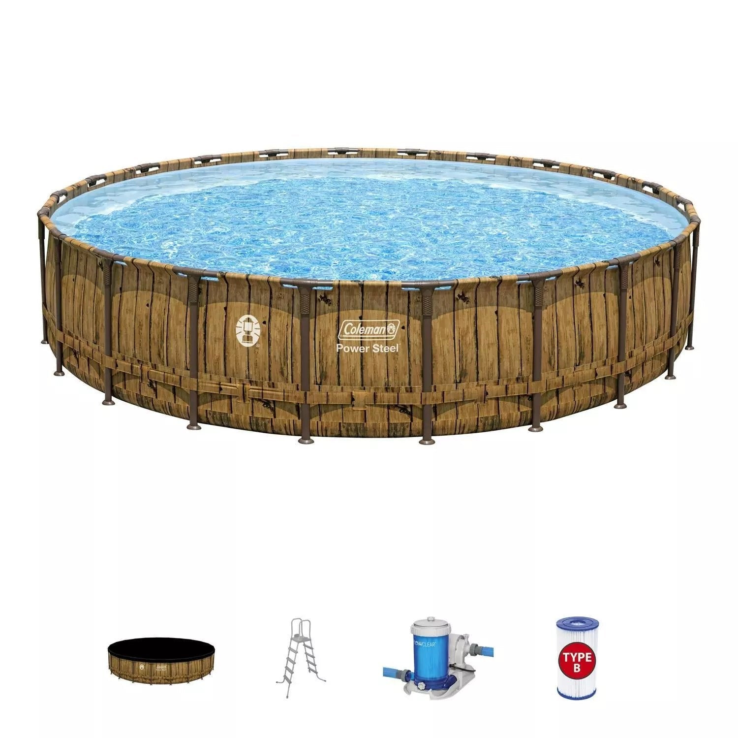 Coleman Power Steel 22′ x 52 Round Above Ground Pool Set image 0