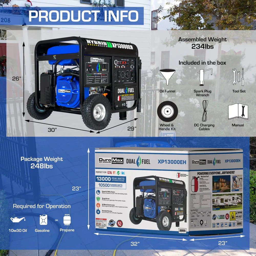 DuroMax 13,000 Watt Dual Fuel Portable Generator XP13000EH image 1