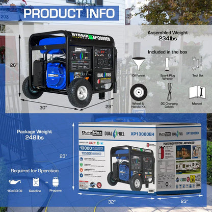 DuroMax 13,000 Watt Dual Fuel Portable Generator XP13000EH image 1