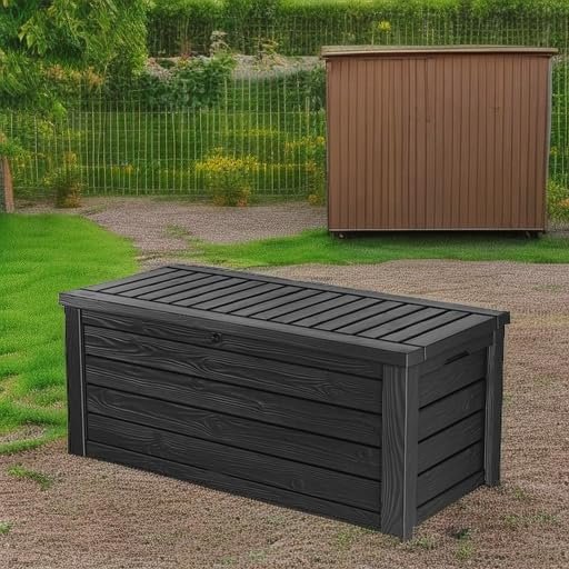 Keter Westwood 150-Gallon Resin Outdoor Storage Box | Weather-Resistant Deck Bin for Patio Cushions, Garden Tools & Pool Accessories – Dark Grey image 4