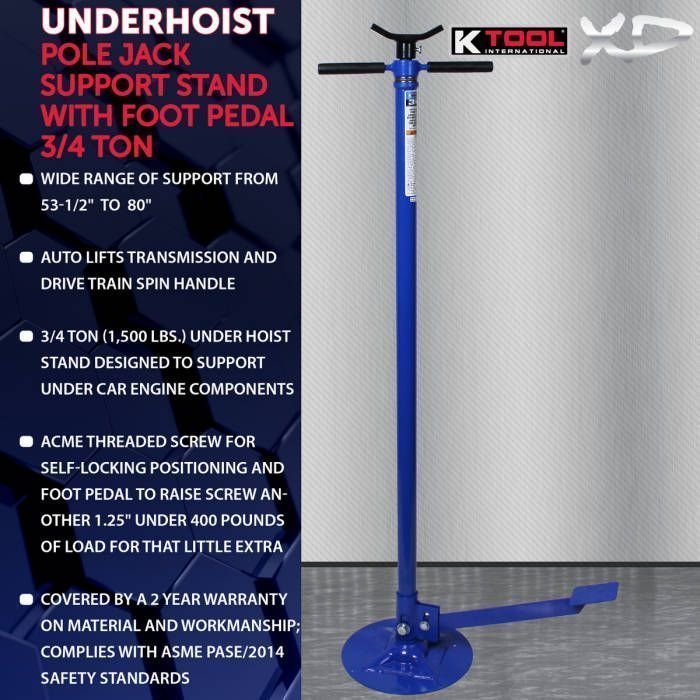 K Tool 3/4 Ton Under Hoist Jack Stand with Pedal image 2