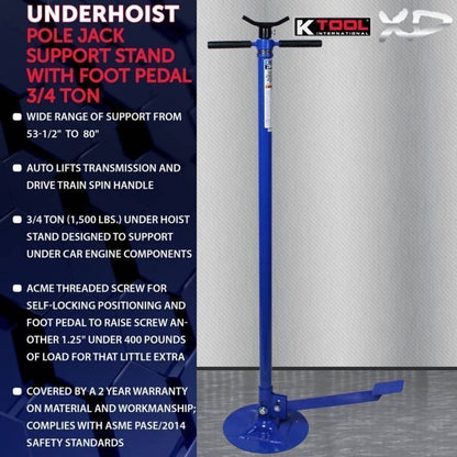 K Tool 3/4 Ton Under Hoist Jack Stand with Pedal image 2