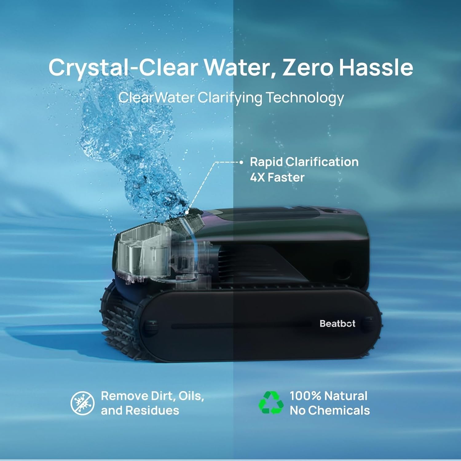 Beatbot AquaSense 2 Pro Robotic Pool Cleaner – 5-in-1 Cordless Skimmer & Clarifier, App-Controlled, Smart Parking, Up to 3,875 Sq. Ft. – Obsidian image 3