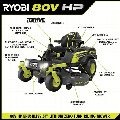 80V Max HP Lithium 54″ Brushless Electric Zero Turn Lawn Mower image 20