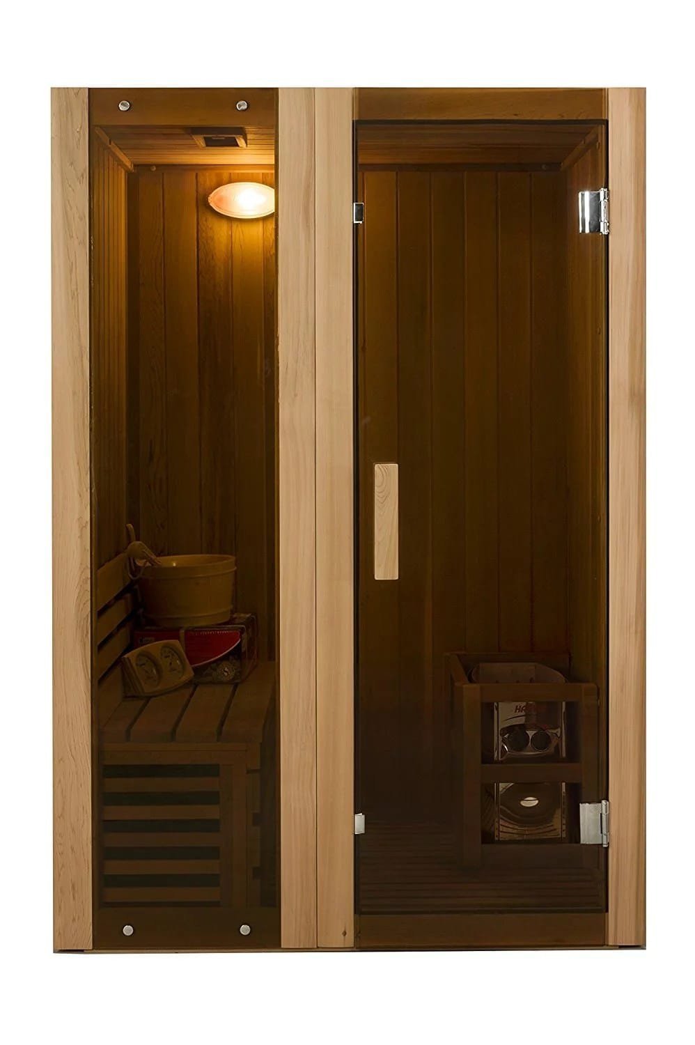 ALEKO StI2ced Cedar Indoor Wet Dry Sauna Steam Room, 3 kW Harvia KIP Heater, 2 Person image 1