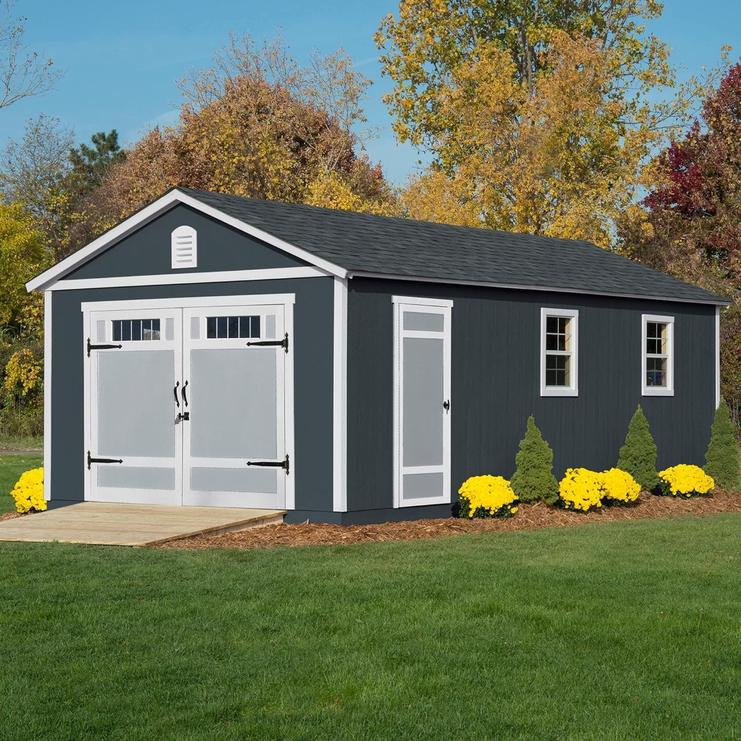 Handy Home Products Manhattan 12×24 Garage Do-it-Yourself Wooden Storage Shed, Does not Include Paint and Roofing Shingles image 1