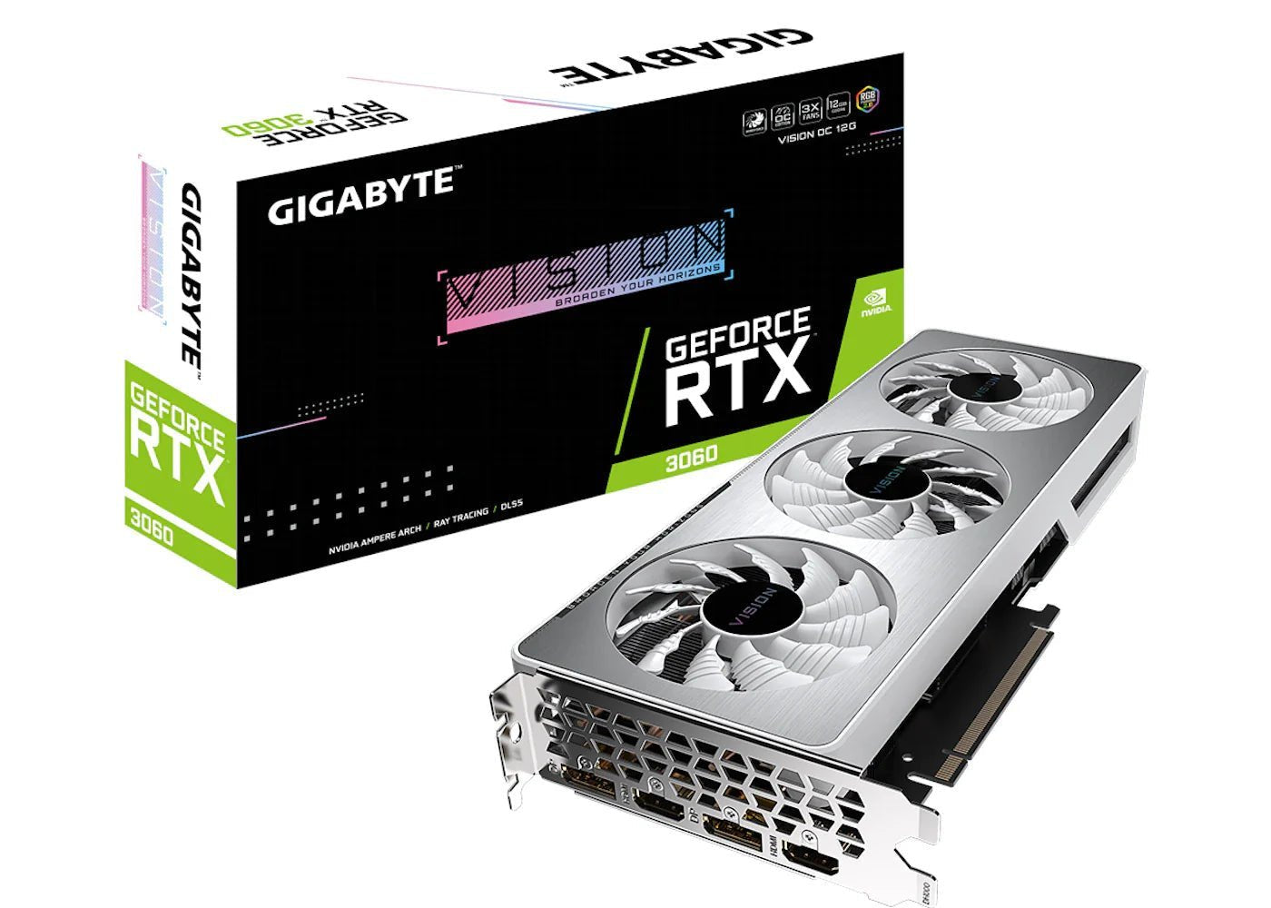 NVIDIA GIGABYTE GeForce RTX 3060 VISION (rev. 2.0) 12G OC LHR Graphics Card (GV-N3060VISION OC-12GD Rev2) image 0