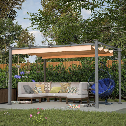 Stylish 10′ x 13′ Aluminum Patio Pergola with Retractable Canopy – Perfect Backyard Shade Shelter for Outdoor Parties image 1