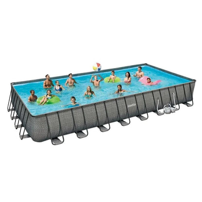 Summer Waves 32ft x 16ft x 52in Rectangle Frame Above Ground Swimming Pool Set image 7