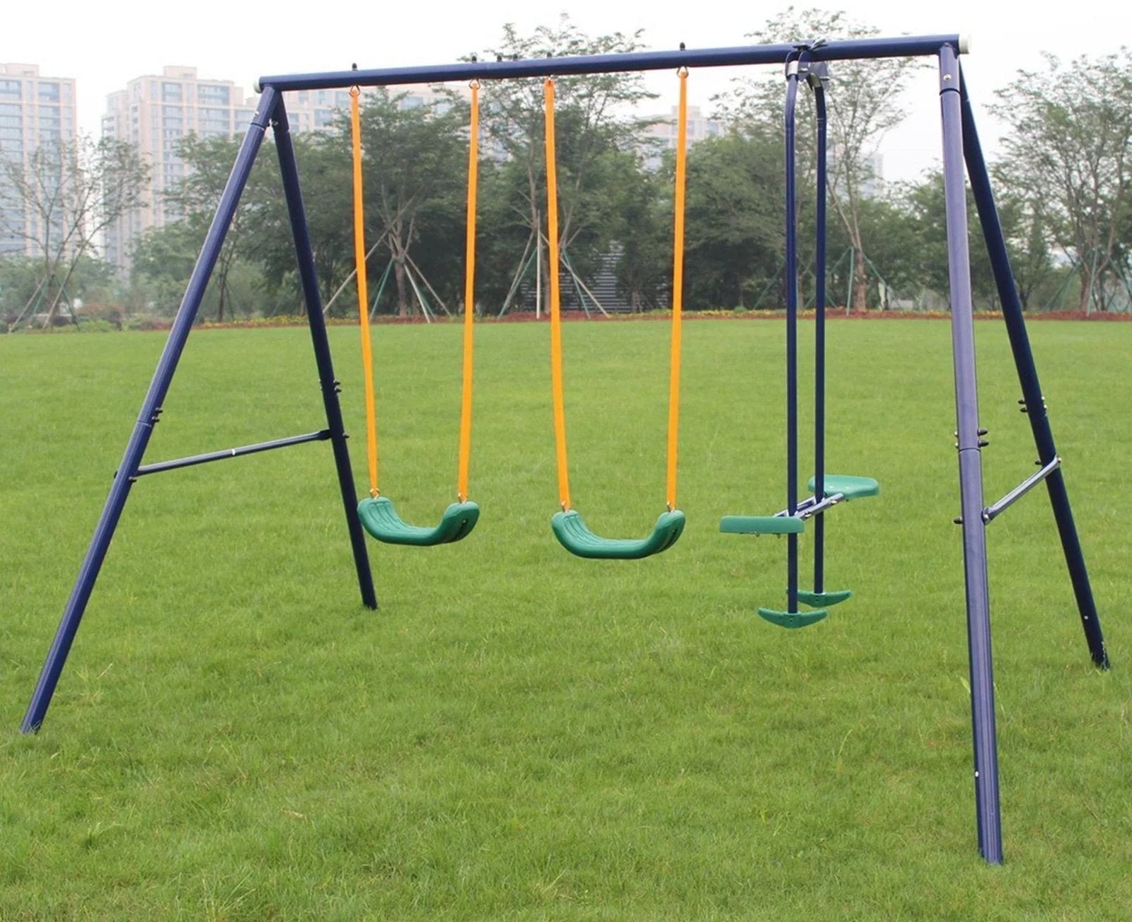 Durable Metal Swing Set with Glider – Perfect Outdoor Play for Kids image 0