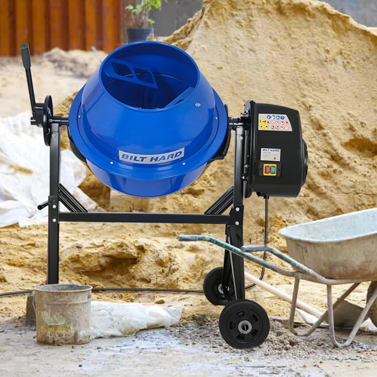 BILT HARD 4 Cu. Ft. Electric Cement Mixer – 550W Portable with Wheels image 4