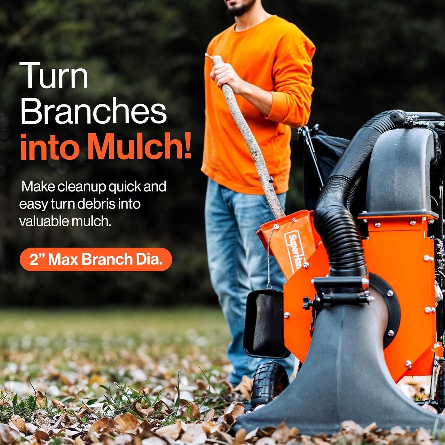 SuperHandy 7HP Gas Leaf Vacuum & Wood Chipper, 10:1 Mulch, 6-Bushel Bag image 3