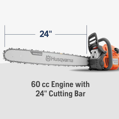 Husqvarna 460 Rancher Gas Chainsaw 24″ 60.3cc 3.6HP, Auto Oil Pump image 1