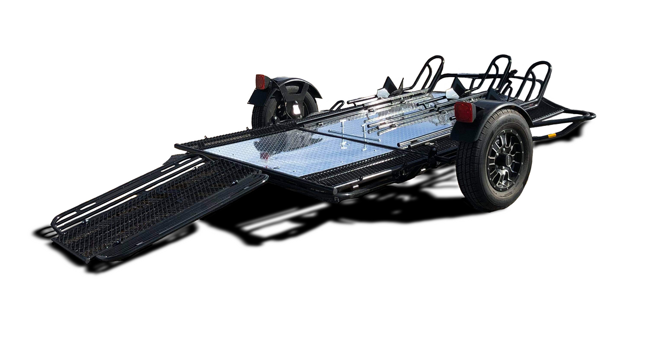 Stand, Store or Roll Ride-Up 3-Rail Motorcycle Trailer image 8