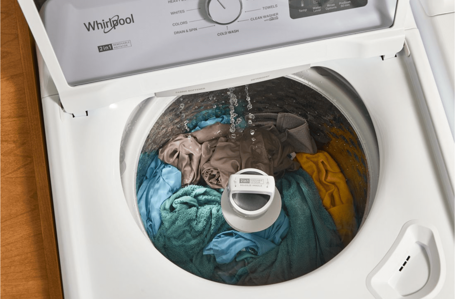 Whirlpool WTW4307SW 4.2–4.3 Cu. Ft. Top Load Washer with 2-in-1 Removable Agitator, Soft Close Glass Lid, White image 3