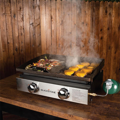 Blackstone 22″ Portable Tabletop Griddle – Dual Burner Flat Top Grill, 24,000 BTU Propane with Stainless Steel Faceplate & Rear Grease System image 5