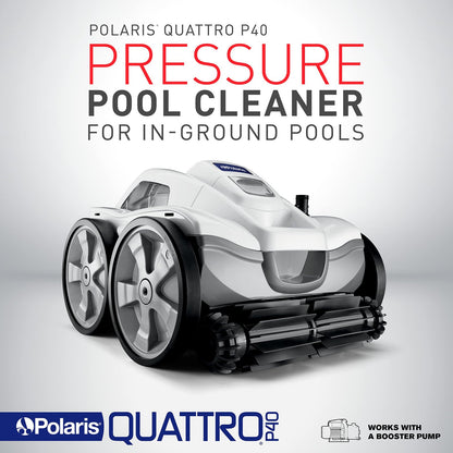 Polaris Quattro P40 Pressure Side Pool Cleaner for All In-Ground Pool Surfaces, Large-Capacity Dual Filtration Canister, 31′ Hose & Transparent Lid to View Debris image 4