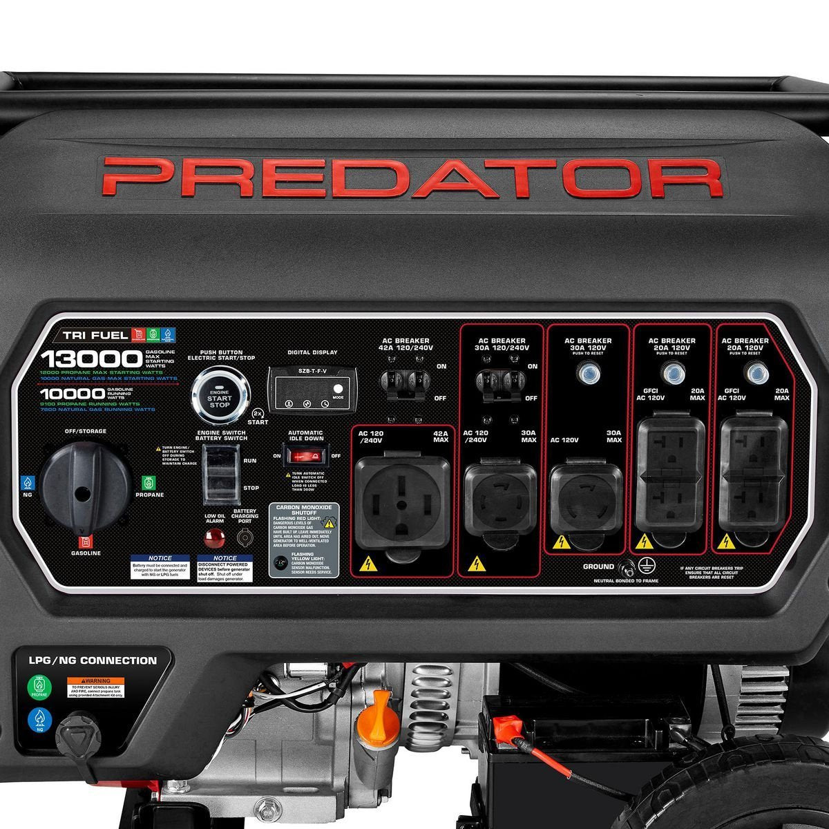 Predator 13,000 Watt Tri-Fuel Portable Generator with Remote Start and CO SECURE Technology image 4