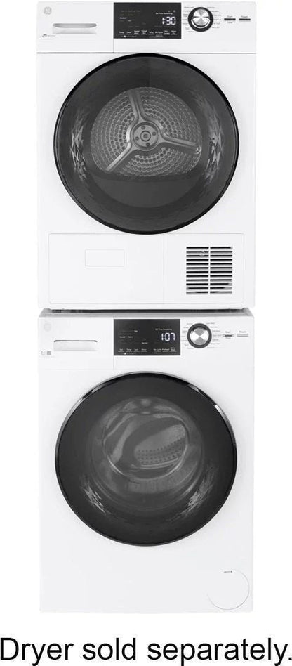 GE – 2.4 Cu. Ft. High Efficiency Stackable Front Load Washer with Steam and Sanitize – White image 1