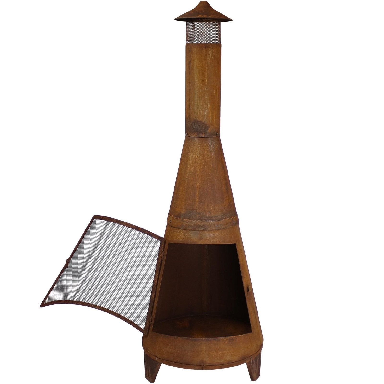 Sunnydaze 70″ Rust Patina Finish Steel Wood-Burning Chiminea with Spark Screen image 13