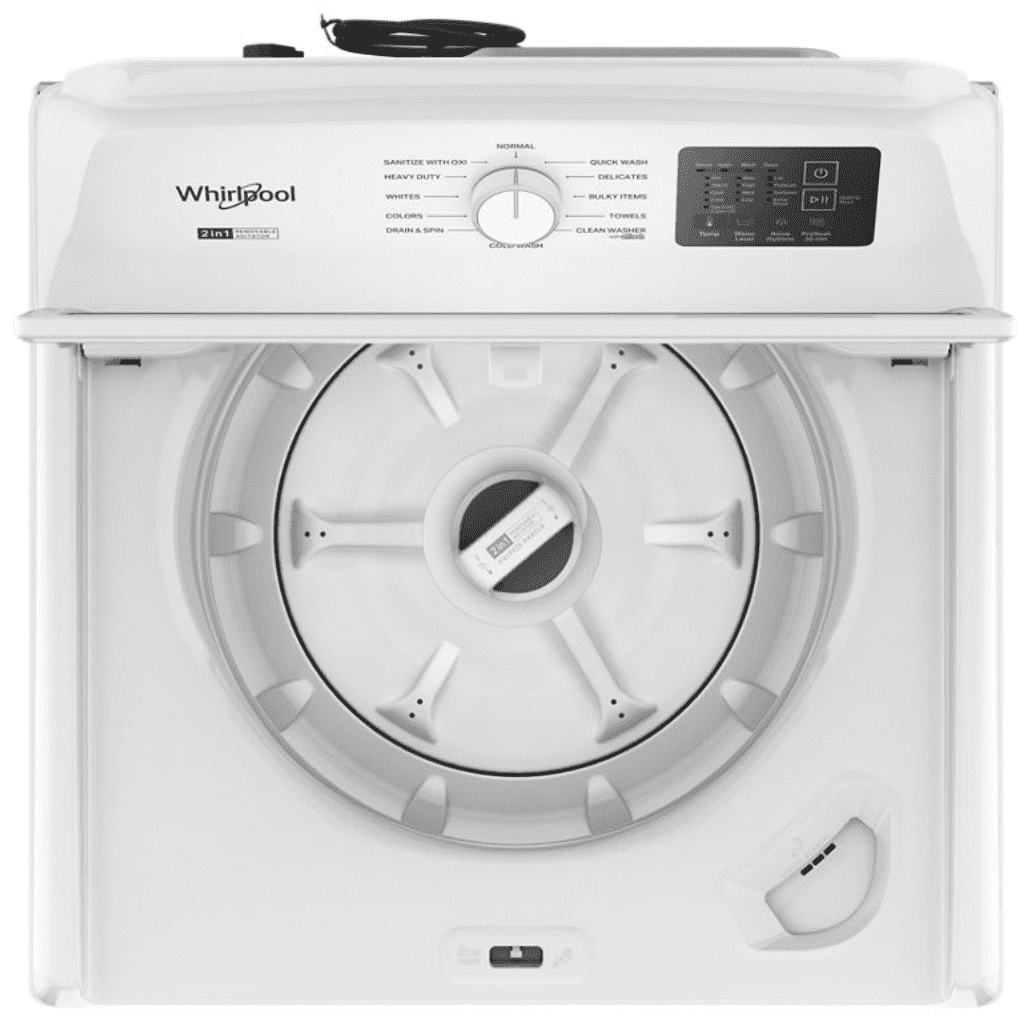 Whirlpool WTW4307SW 4.2–4.3 Cu. Ft. Top Load Washer with 2-in-1 Removable Agitator, Soft Close Glass Lid, White image 0