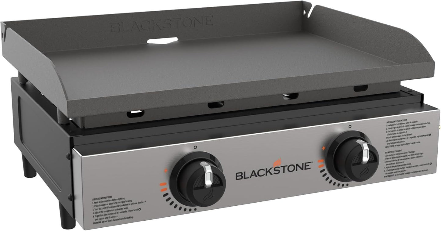 Blackstone 22″ Portable Tabletop Griddle – Dual Burner Flat Top Grill, 24,000 BTU Propane with Stainless Steel Faceplate & Rear Grease System image 18