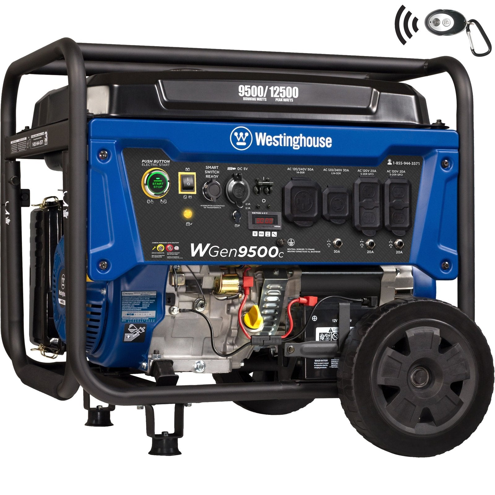 Westinghouse WGen9500c Remote Electric Start 9500-Watt Single Fuel (Gasoline) Portable Generator WGEN9500C image 0