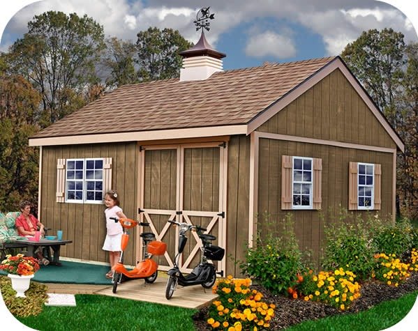 New Castle 16×12 Wood Storage Shed Kit – ALL Pre-Cut image 0