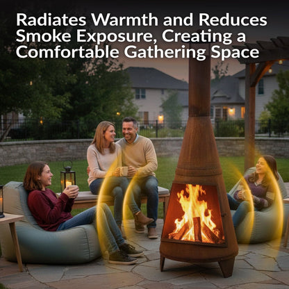 Sunnydaze 70″ Rust Patina Finish Steel Wood-Burning Chiminea with Spark Screen image 3