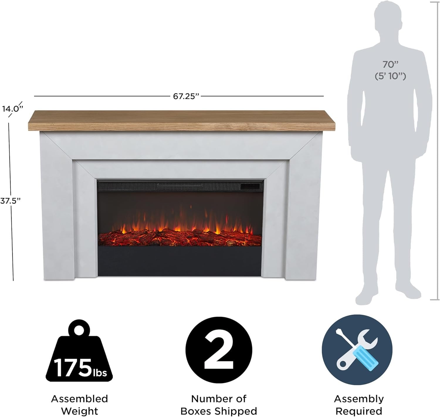 Real Flame Malie 68″ Electric Fireplace with Mantel & Remote Control image 3