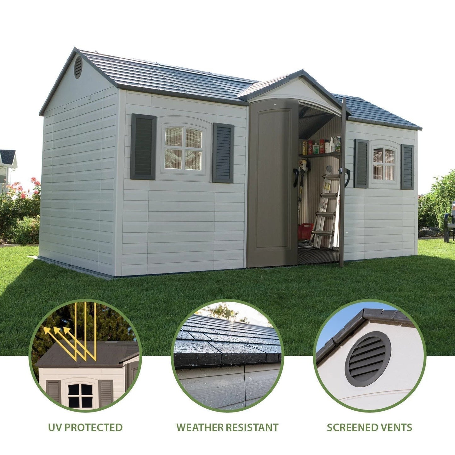 Lifetime Storage Shed: lifetime Garden Building Shed – 15′ X 8′ – Gray image 2