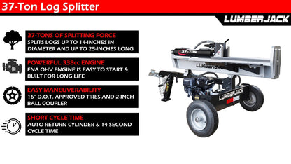 Lumber Jack 37-Ton Gas Log Splitter 208cc OHV Engine (YTL-050-494) image 4