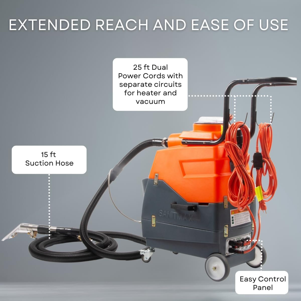 Commercial Heated Carpet & Upholstery Extractor, 160 PSI, 5.3 Gal Tank, 149°F image 4