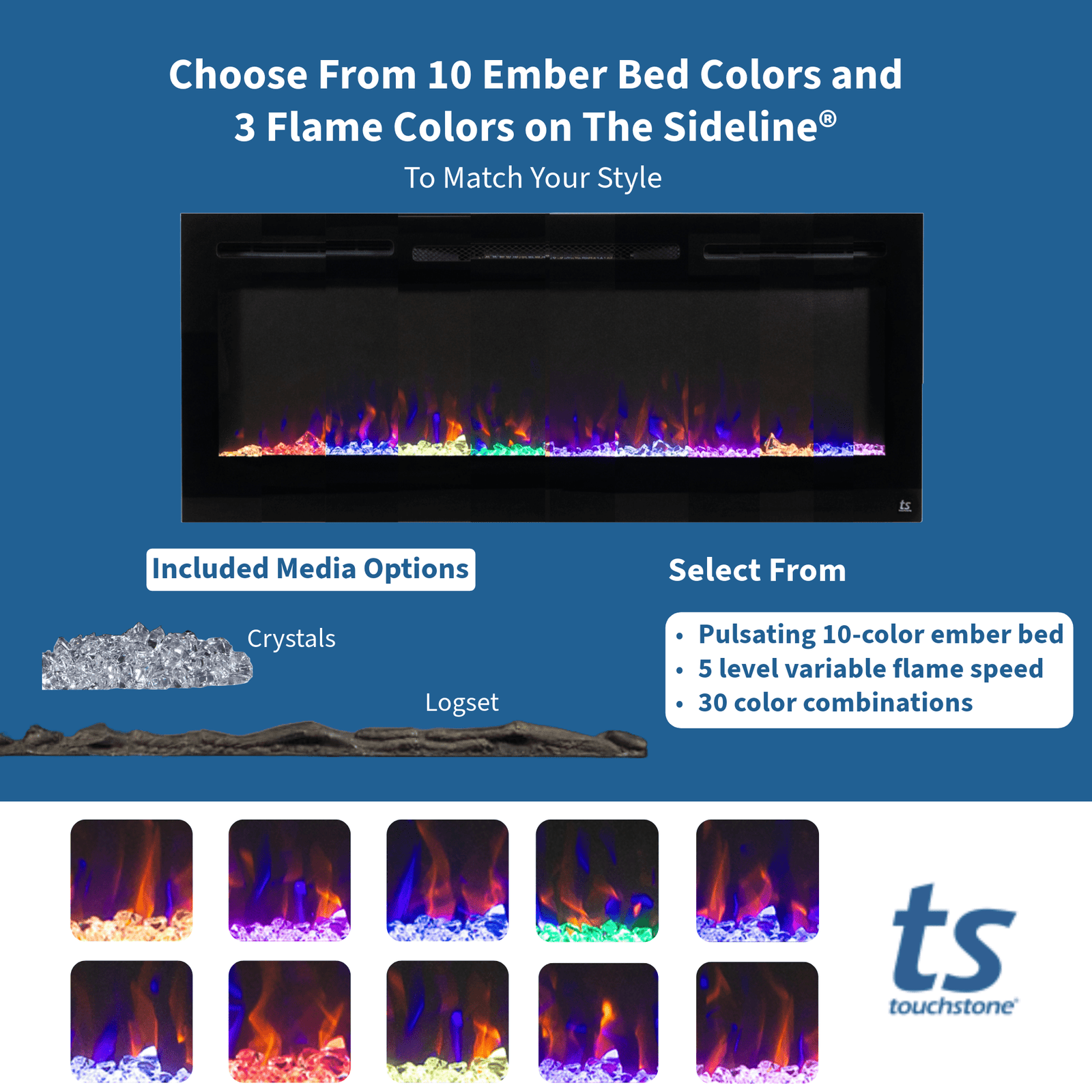 The Sideline 50 Inch Recessed Smart Electric Fireplace 80004 image 5