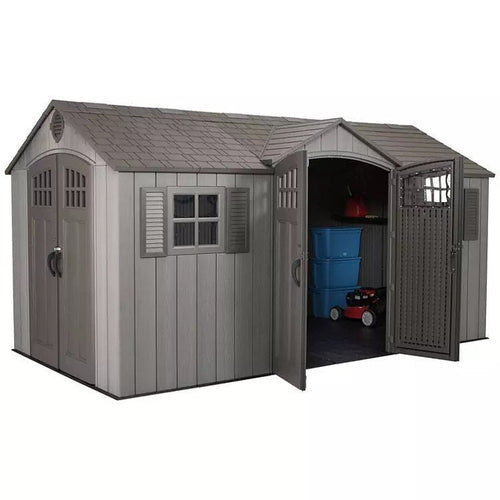 Lifetime 15′ x 8′ Rough Cut Dual-Entry Outdoor Storage Shed image 0