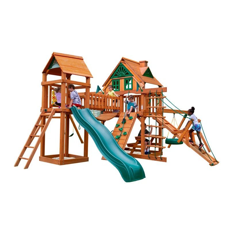 Pioneer Peak Swing Set with Clatter Bridge and Tire Swing image 0