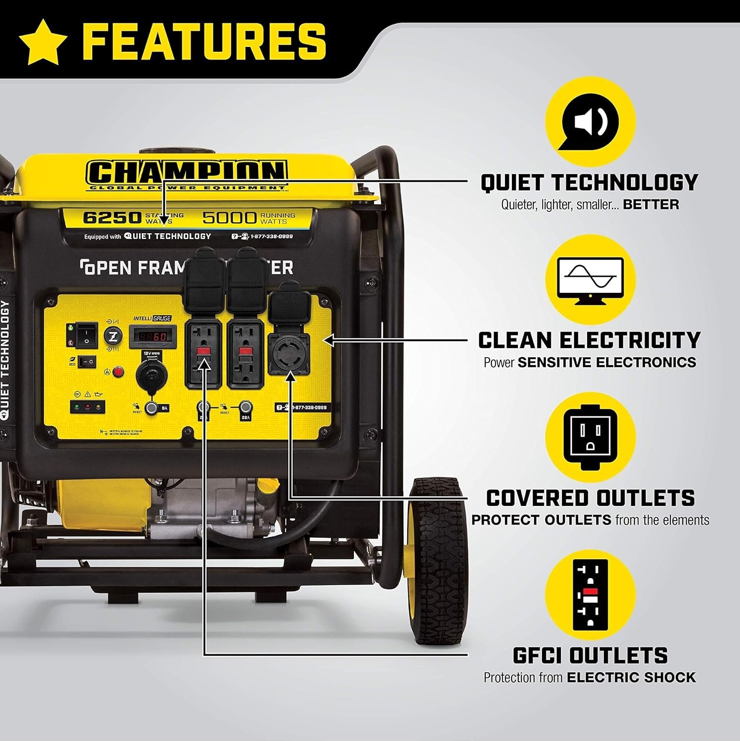 Champion 6250-Watt Open Frame Inverter Generator (100519) + Weather-Resistant Storage Cover image 3