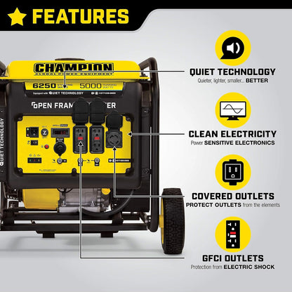 Champion 6250-Watt Open Frame Inverter Generator (100519) + Weather-Resistant Storage Cover image 3