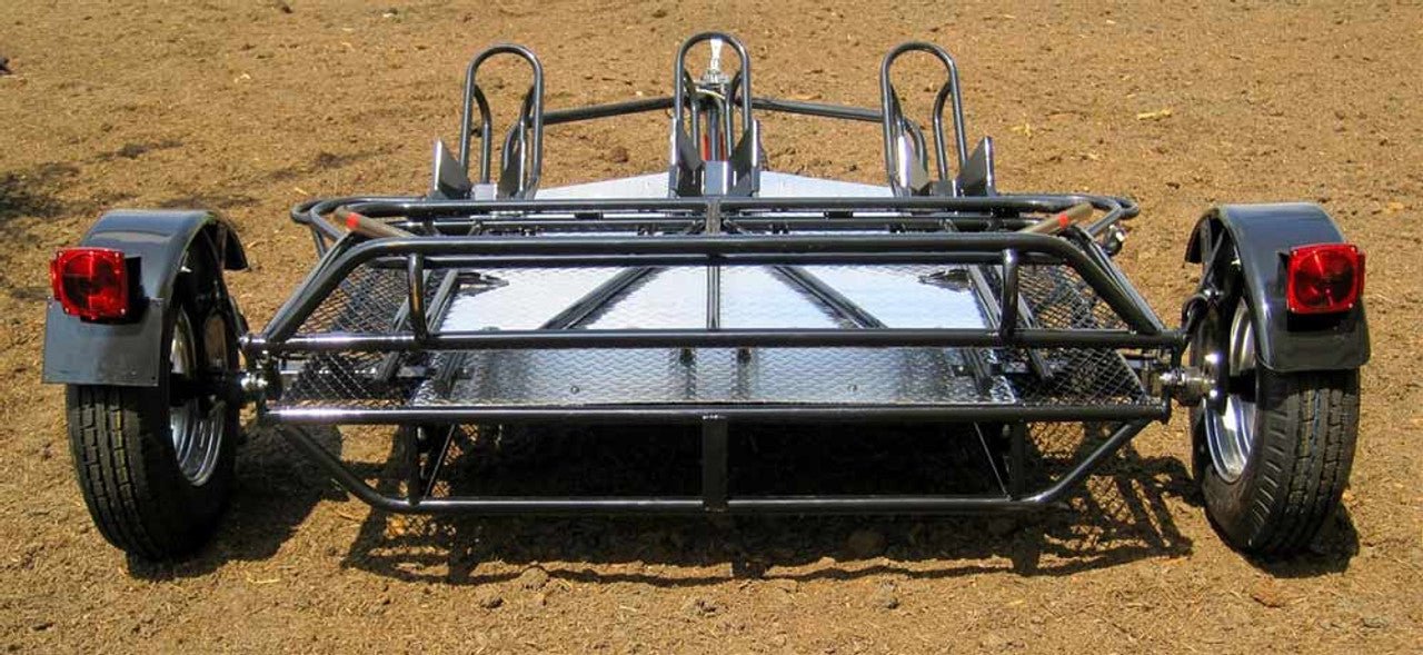 Stand, Store or Roll Ride-Up 3-Rail Motorcycle Trailer image 9