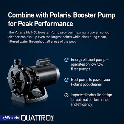 Polaris Quattro P40 Pressure Side Pool Cleaner for All In-Ground Pool Surfaces, Large-Capacity Dual Filtration Canister, 31′ Hose & Transparent Lid to View Debris image 1
